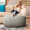 Jaxx Ellis Oval Shearling Faux Lamb Plush Pouf Ottoman – Smoke