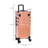 4-in-1 Rolling Makeup Case with Draw-Bar – Interchangeable Aluminum Organizer, Rose Gold