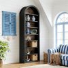 Arched 8-Tier Bookshelf, Large Wooden Open Shelf for Living Room, Bedroom, Office, or Library