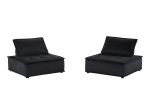 Anna 40" Black Velvet Armless Lounge Chair Set of 2