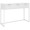 White Steel Console Table – Medium Rectangular Modern Entryway Table