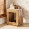 Wooden Coffee Table with Storage, Square Side & Bedside Table, Rustic Tea Table