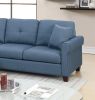 Blue Glossy Polyfiber Reversible Sectional Sofa with Chaise