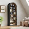 Arched 8-Tier Bookshelf, Large Wooden Open Shelf for Living Room, Bedroom, Office, or Library