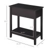 Dark Coffee End Side Table with Flip Top Storage, Cabinet & Bottom Shelf