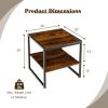 2-Tier Square End Table Set of 2, 20 Inch Rustic Brown Side Tables for Living Room & Bedroom