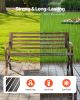 VEVOR Outdoor Bench, 50 inch, Carbon Steel Metal Frame with Slatted Pattern Backrest and Round Edge Armrests, Weatherproof Outside Bench for Patio