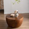 Vintage Barrel Coffee Table with Storage – 31.5" Wooden Drum Table