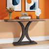 Modern Industrial Console Table with Curved Edge and Geometric Base