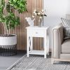 Modern Accent Table with Drawer and Shelf, Flat White, for Bedroom & Living Room