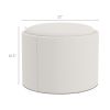 Round Storage Ottoman Coffee Table with Flip Top Tray – Linen Fabric Upholstered Footstool with Hidden Compartment