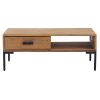 Industrial Coffee Table Solid Pine Wood with Drawer and Shelf – Brown