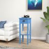 2-Tier Narrow Side Table with Drawer and Shelf – Light Blue End Table for Living Room or Hallway