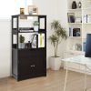 Bathroom Storage Cabinet with Drawer, Open Shelf, and 2-Door Cabinet – Black