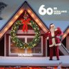 60in PVC Christmas Garland with 220 LED Lights & 600 Branches, Green Bow Decoration