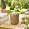 Tree Stump Stool Side Table with Round Wood Grain Top, Indoor & Outdoor Use, Natural Finish