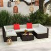 7-Piece Rattan Sectional Patio Furniture Set with Cushions