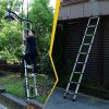 8.5FT Telescopic Aluminum Alloy Multi-Purpose Folding Ladder with Hooks & Triangular Support