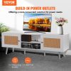 VEVOR 65" Rattan TV Stand – Boho Entertainment Center with Built-In Socket & USB Ports