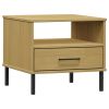 Industrial Bedside Table Solid Pine Wood & Metal – Brown