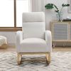 Welike 27.6" Modern High Back Rocking Chair – Teddy White with Side Pockets