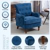 Blue Chenille Accent Club Chair with Wooden Legs – Upholstered Living Room Arm Chair