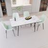 Extendable Dining Table Set 47"–63" MDF Dining Table with 4 Light Green Chairs