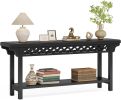 Farmhouse Console Table Entryway Table – Narrow Sofa Table with Solid Wood Top and Gray Finish