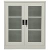 Office Cabinet Light Gray Steel – Tempered Glass 35.4 x 15.7 x 41.3 in