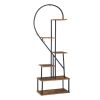 Artisasset 6-Layer Half Heart Iron and Wood Plant Stand – Black Flower Pot Shelf for Garden, Patio, Balcony, and Home Décor