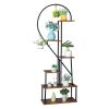 Artisasset 6-Layer Half Heart Iron and Wood Plant Stand – Black Flower Pot Shelf for Garden, Patio, Balcony, and Home Décor