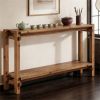 Solid Wood Console Table with Storage, Farmhouse Sofa & Entryway Table