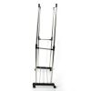 Dual-Bar Adjustable Clothes Rack with Shoe Shelf – Stainless Steel Garment Stand, Silver