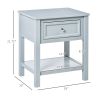 Gray End Table with Drawer and Bottom Shelf – Compact Sofa Side Table