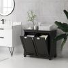 HOMCOM Dual Tilt-Out Laundry Hamper Cabinet – Black Bathroom Storage with 2 Compartments