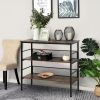 3-Tier Industrial Console Table – Metal & Wood Storage Shelf with Adjustable Feet