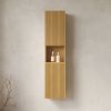 MITCH 59" Tall Bathroom Wall Mounted Cabinet – Narrow Oak Storage Cabinet with Doors & Shelves
