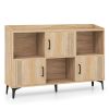 Sideboard Storage Cabinet with 3 Doors & Open Compartments – Oak Finish