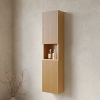 MITCH 59" Tall Bathroom Wall Mounted Cabinet – Narrow Oak Storage Cabinet with Doors & Shelves