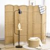 6-Panel Room Divider – 5.6 Ft Tall Freestanding Privacy Screen, Natural Wood Folding Partition