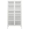White Steel Display Cabinet with Tempered Glass – Large Modern Showcase