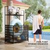 Rattan Storage Basket with Wheels for Pool & Patio