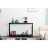 Industrial Black Wood Grain Console Table with Metal Frame – Narrow Sofa Table