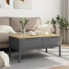 Grey Solid Pine Wood Coffee Table, 39 x 21.9 x 17.7 in, Rustic Modern Design