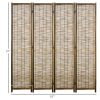 Hand Woven 4-Panel Room Divider – Folding Privacy Screen with Reed Panels & Wood Frame, 63" x 67" Brown