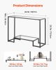 VEVOR 2-Tier Glass Console Table Modern Sofa Side Table with Iron Frame
