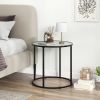 20" Glass End Table with Metal Frame and Faux Marble Top