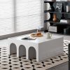 Multifunctional 4-Tier White Bookshelf & Coffee Table – Modern Floor Storage Cabinet