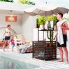 Rattan Storage Basket with Wheels for Pool & Patio