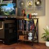 3-Tier Record Player Stand with Charging Station, Adjustable Shelf & Rolling Casters